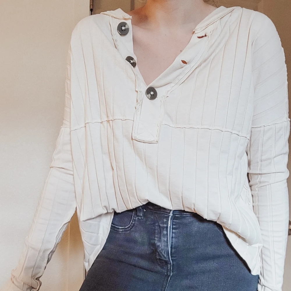 We the free oversized Henley
